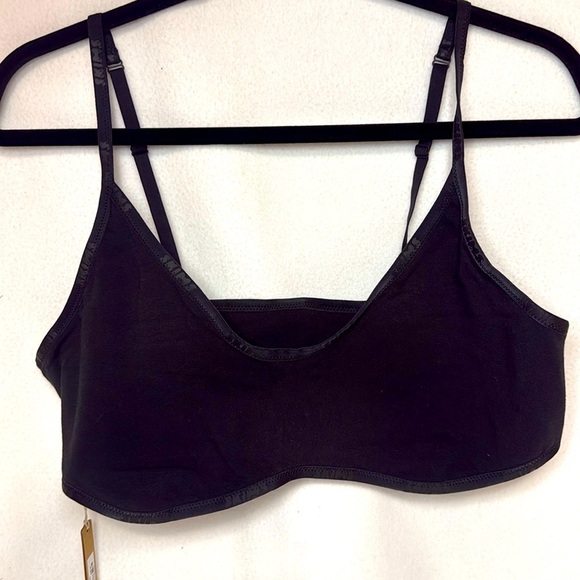 SKIMS Cotton Logo Scoop Neck Bralette Soot 4X - Picture 1 of 6